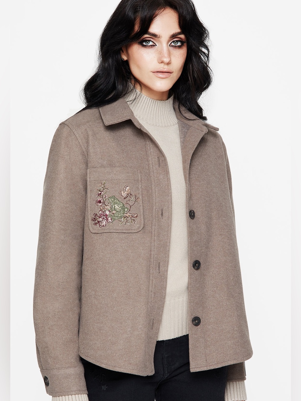Disturbia Cordelia Floral Frog Embroidered Pocket Front Shacket US 14 / UK 18 - Picture 6 of 8